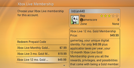 xbox live membership options